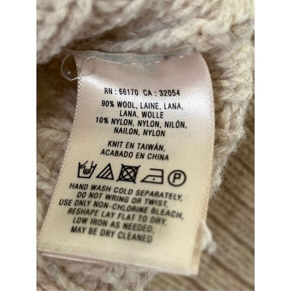 Anthropologie Knitted & Knotted Cable Knit Wool Blend Sweater Women’s Tan Size X - Picture 6 of 6